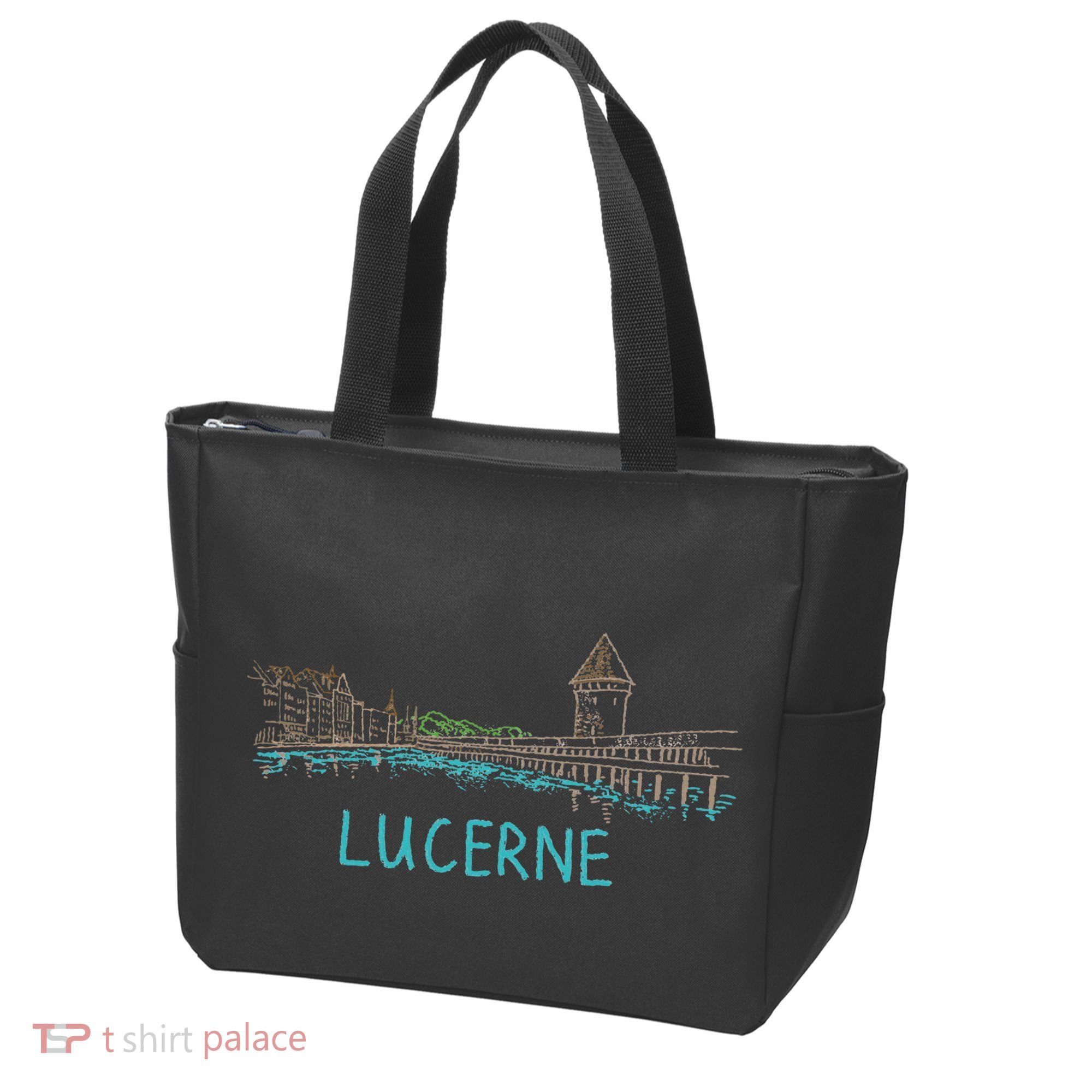 Lucerne Switzerland Unique Hand Drawn Art Gift Tote Bag
