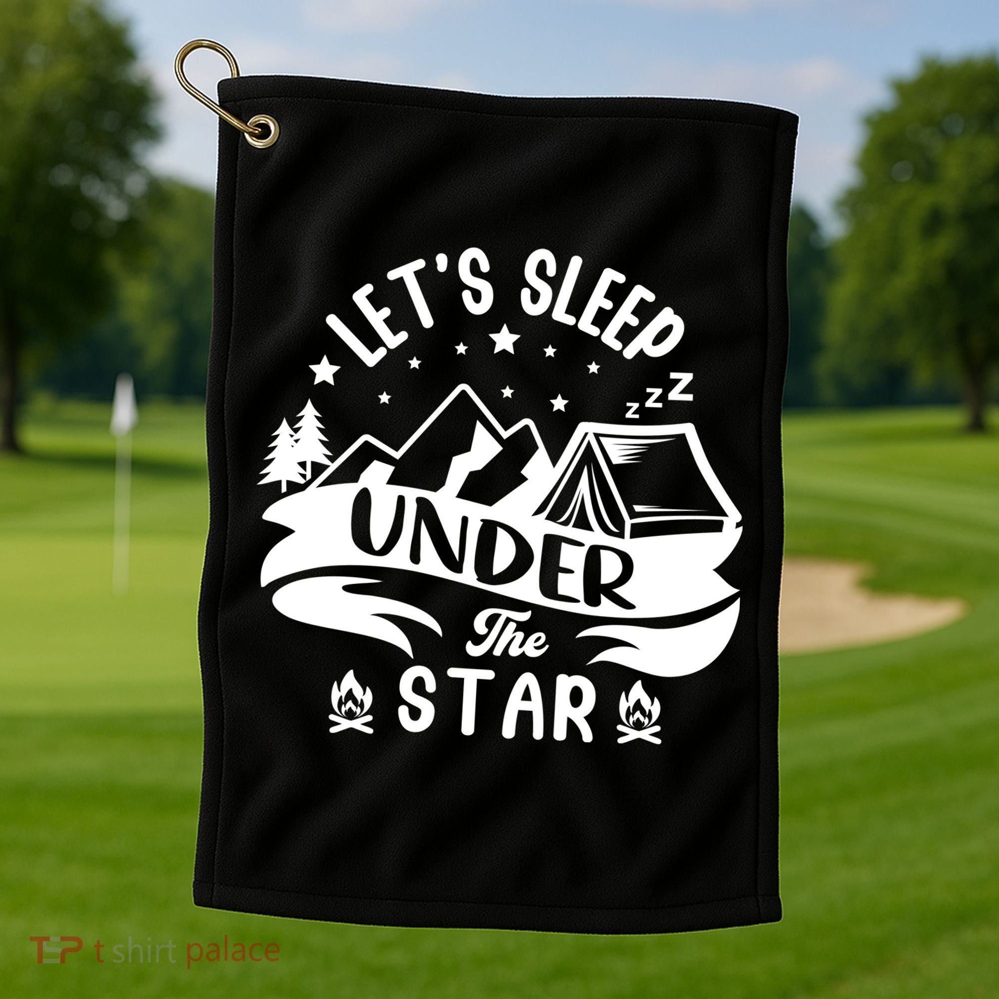 Lets Sleep Under The Stars Camping Golf Towel