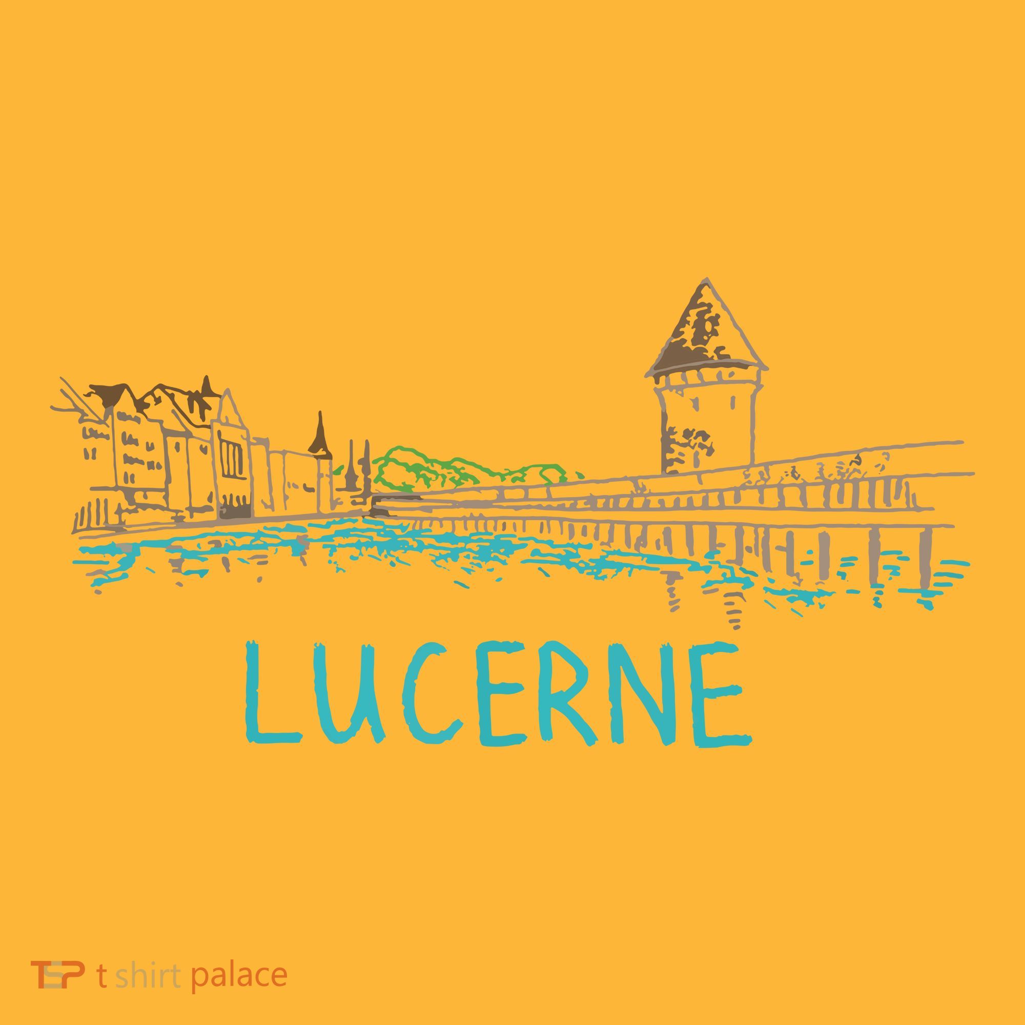 Lucerne Switzerland Unique Hand Drawn Art Gift Women Pom Pom 12in Knit Beanie