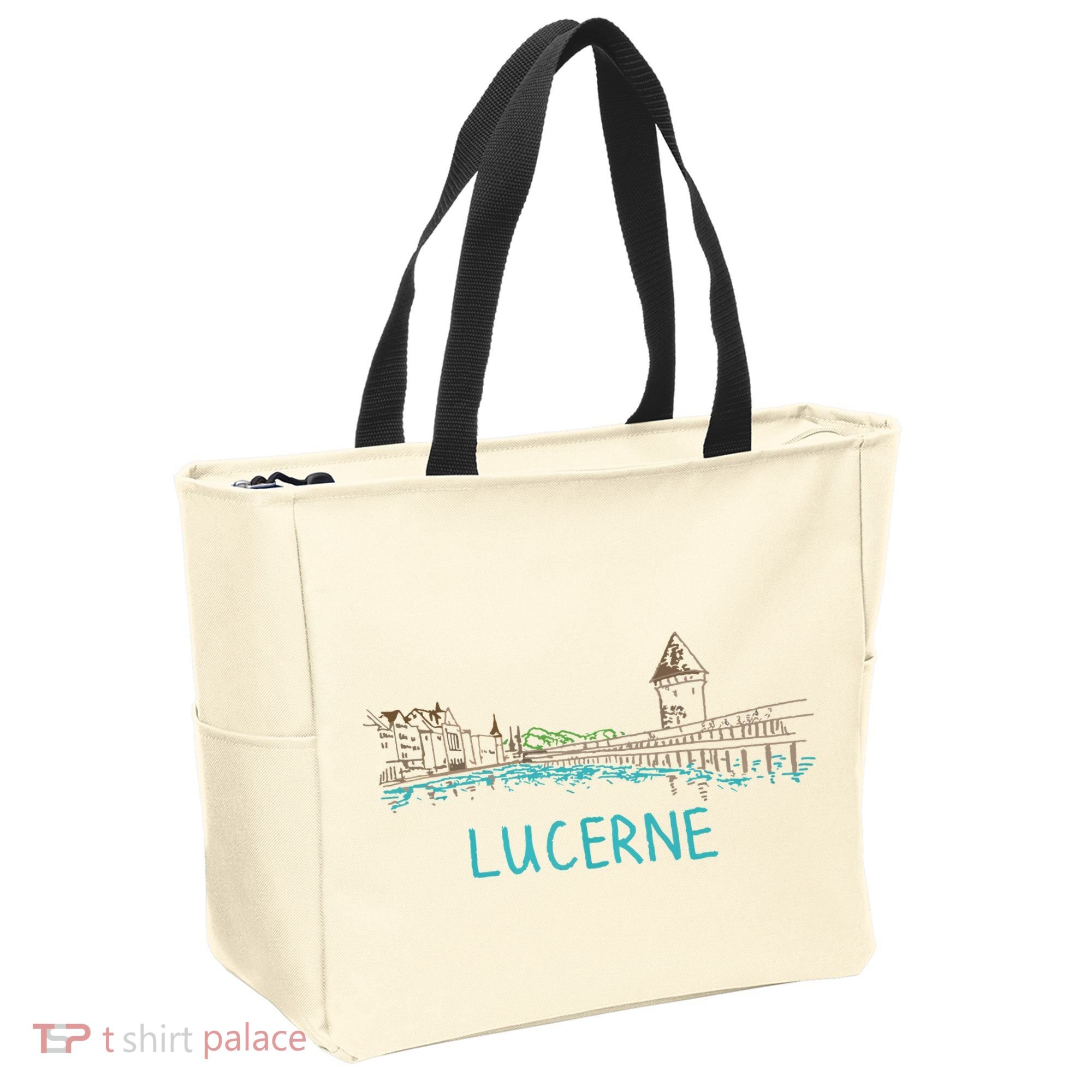 Lucerne Switzerland Unique Hand Drawn Art Gift Women Tote Bag