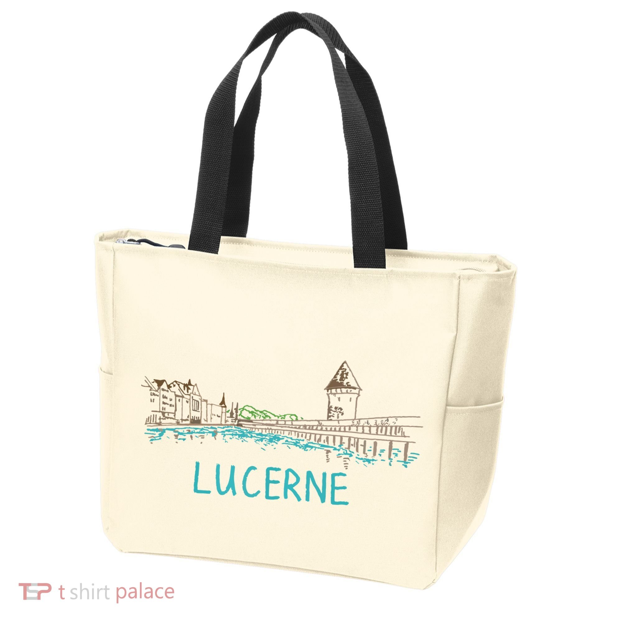 Lucerne Switzerland Unique Hand Drawn Art Gift Women Tote Bag