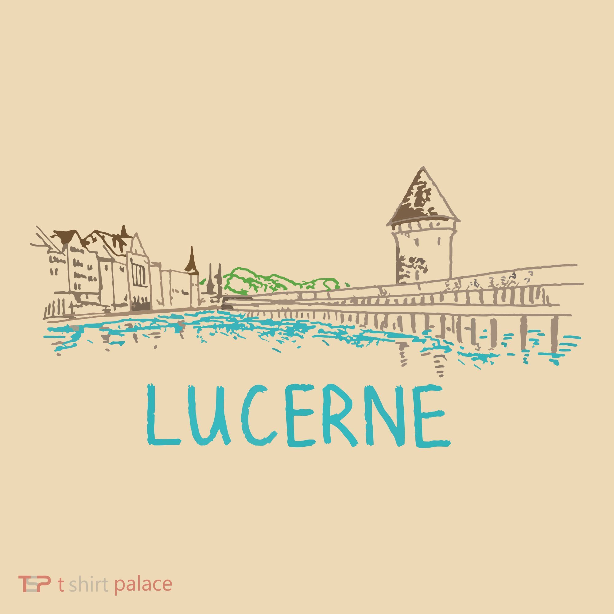 Lucerne Switzerland Unique Hand Drawn Art Gift Women Tote Bag