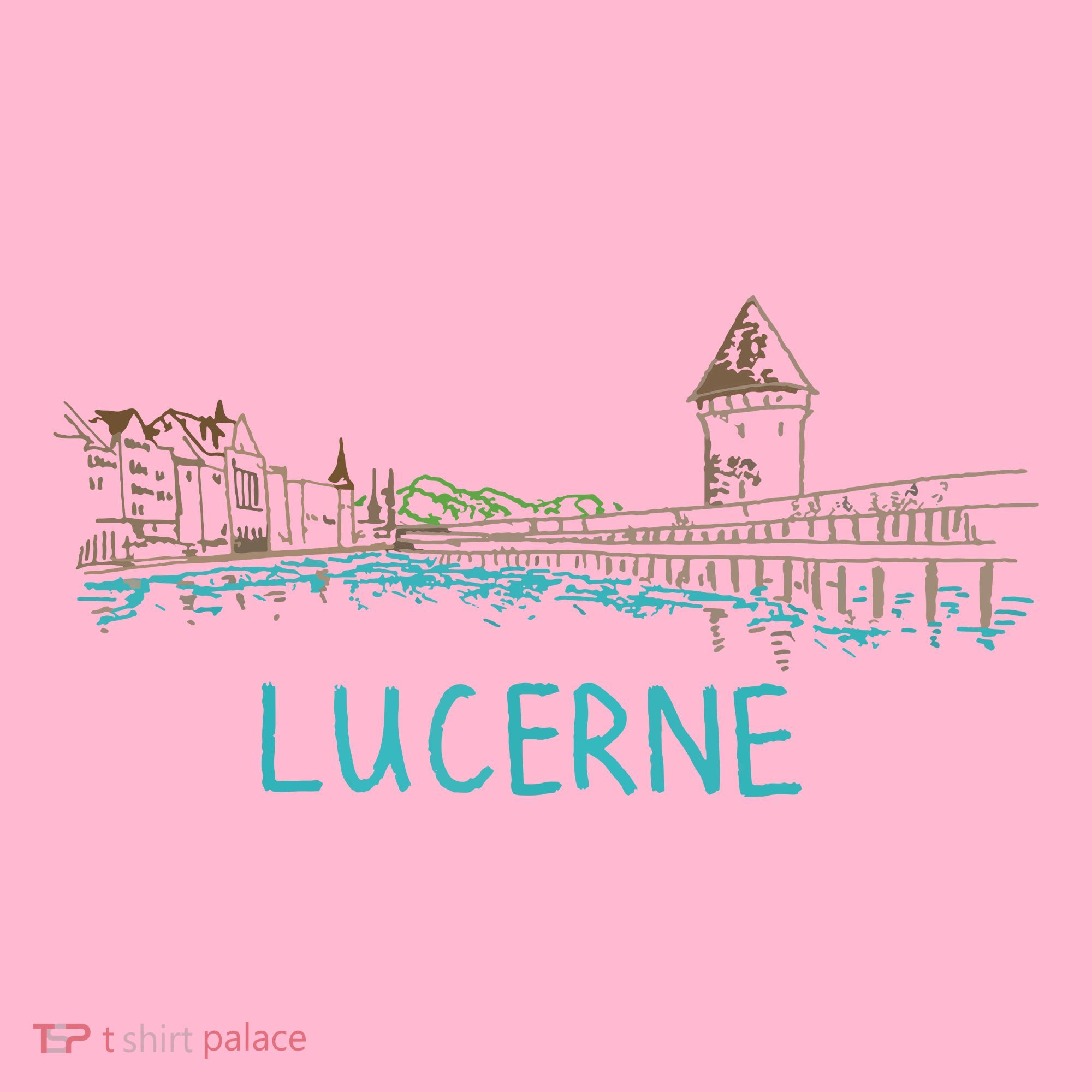 Lucerne Switzerland Unique Hand Drawn Art Gift Women Coaster