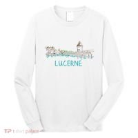 Lucerne Switzerland Unique Hand Drawn Art Gift Women Long Sleeve Shirt thumb 0