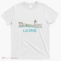 Lucerne Switzerland Unique Hand Drawn Art Gift Women T-Shirt thumb 0