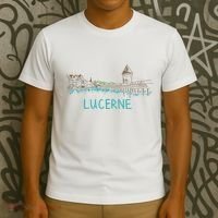 Lucerne Switzerland Unique Hand Drawn Art Gift Women T-Shirt thumb 3