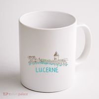 Lucerne Switzerland Unique Hand Drawn Art Gift Women Coffee Mug thumb 1