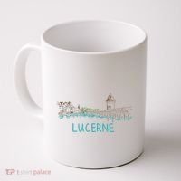 Lucerne Switzerland Unique Hand Drawn Art Gift Women Coffee Mug thumb 0