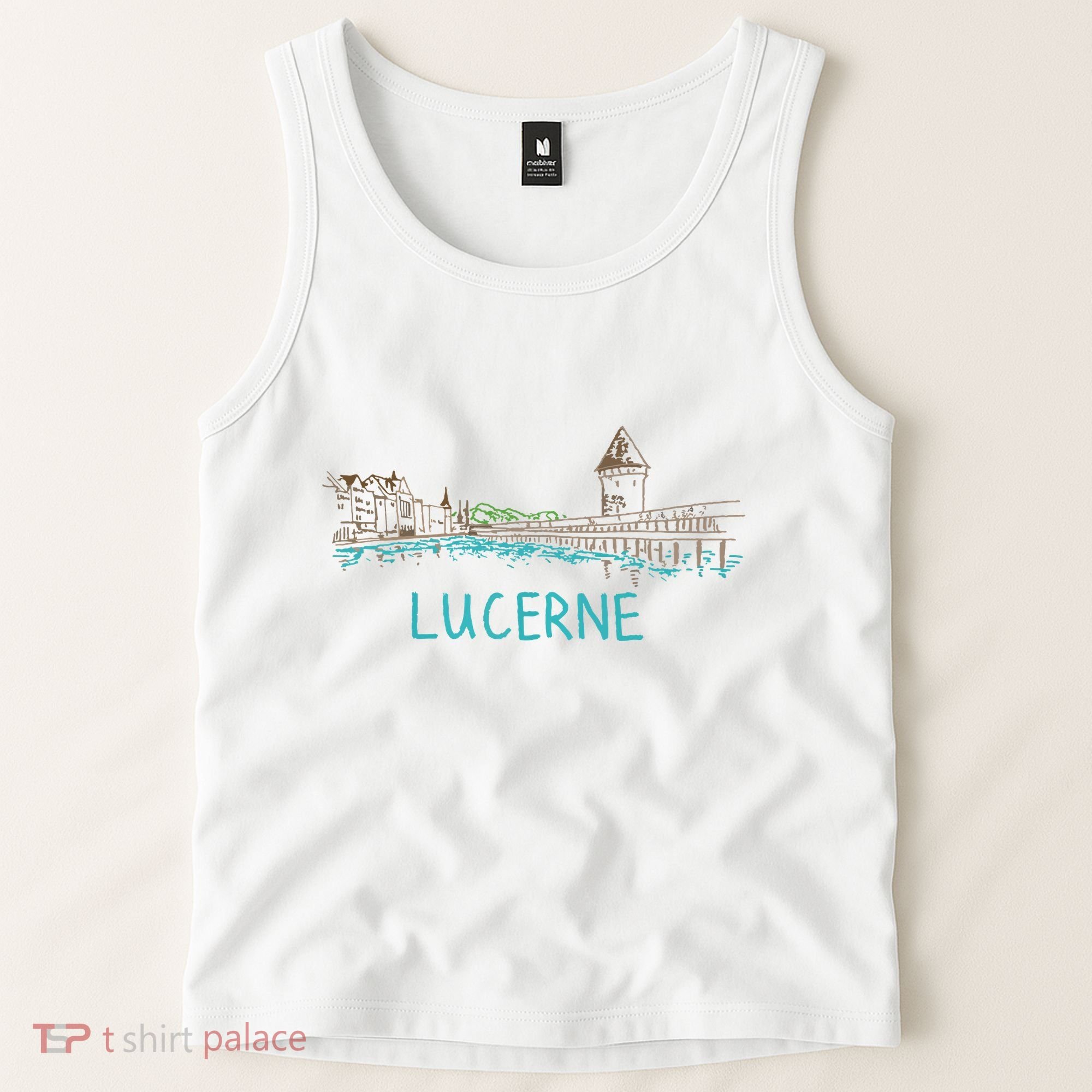 Lucerne Switzerland Unique Hand Drawn Art Gift Women Tank Top