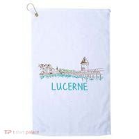 Lucerne Switzerland Unique Hand Drawn Art Gift Women Golf Towel thumb 0