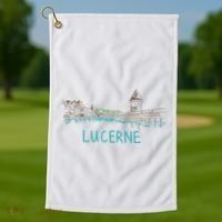Lucerne Switzerland Unique Hand Drawn Art Gift Women Golf Towel thumb 1
