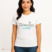 Lucerne Switzerland Unique Hand Drawn Art Gift Women Women's T-Shirt thumb 4