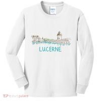 Lucerne Switzerland Unique Hand Drawn Art Gift Women Kids Long Sleeve Shirt thumb 0