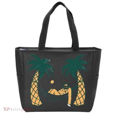 Lazy Sloth Vacation Palm Tree Tote Bag