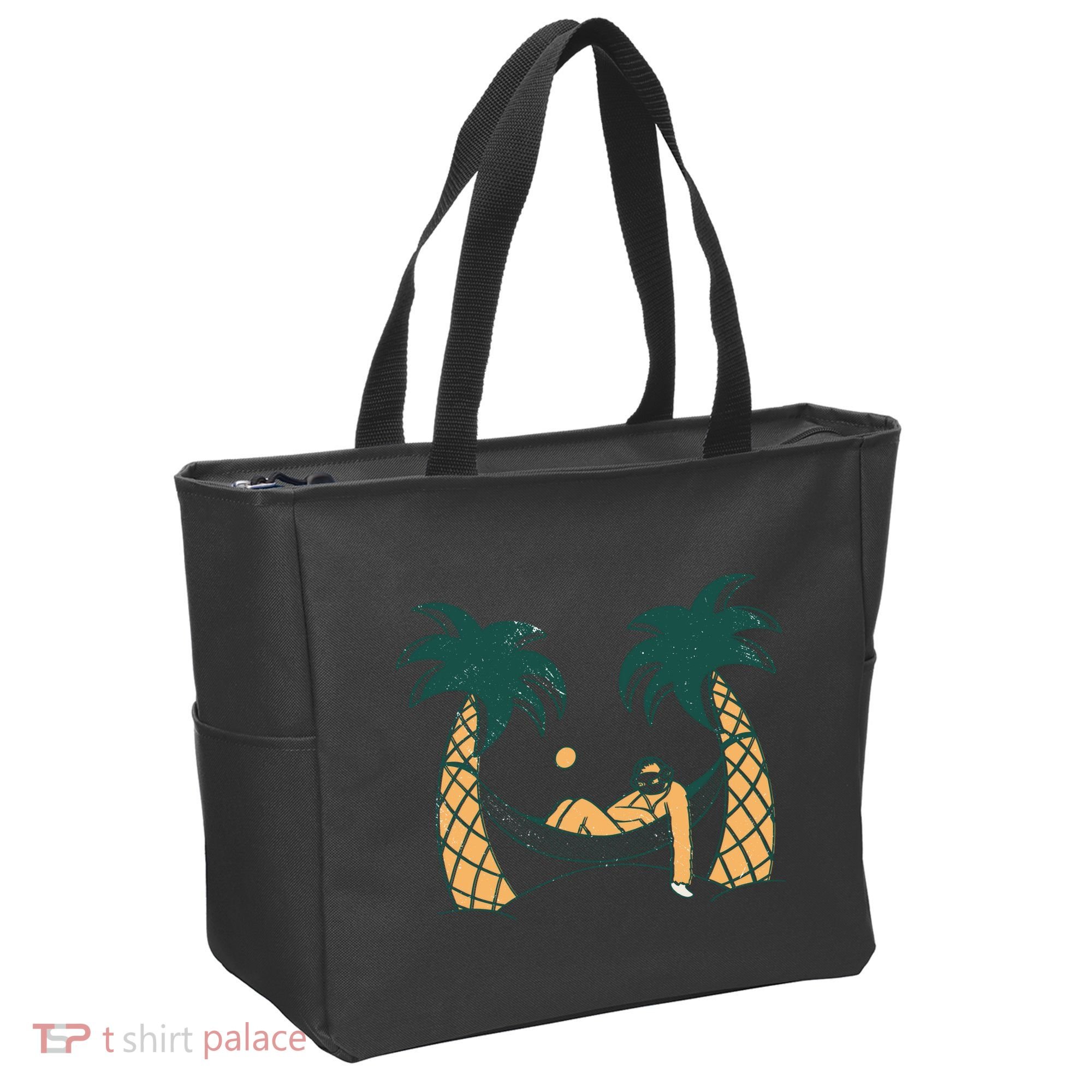 Lazy Sloth Vacation Palm Tree Tote Bag
