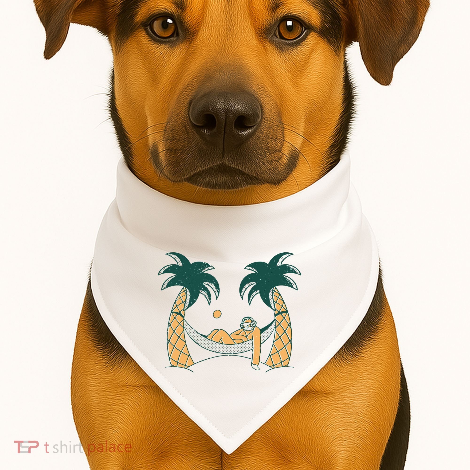 Lazy Sloth Vacation Palm Tree USA-Made Doggie Bandana