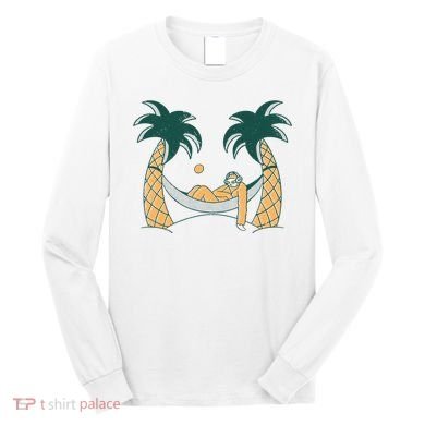 Lazy Sloth Vacation Palm Tree Long Sleeve Shirt