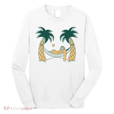 Lazy Sloth Vacation Palm Tree Long Sleeve Shirt