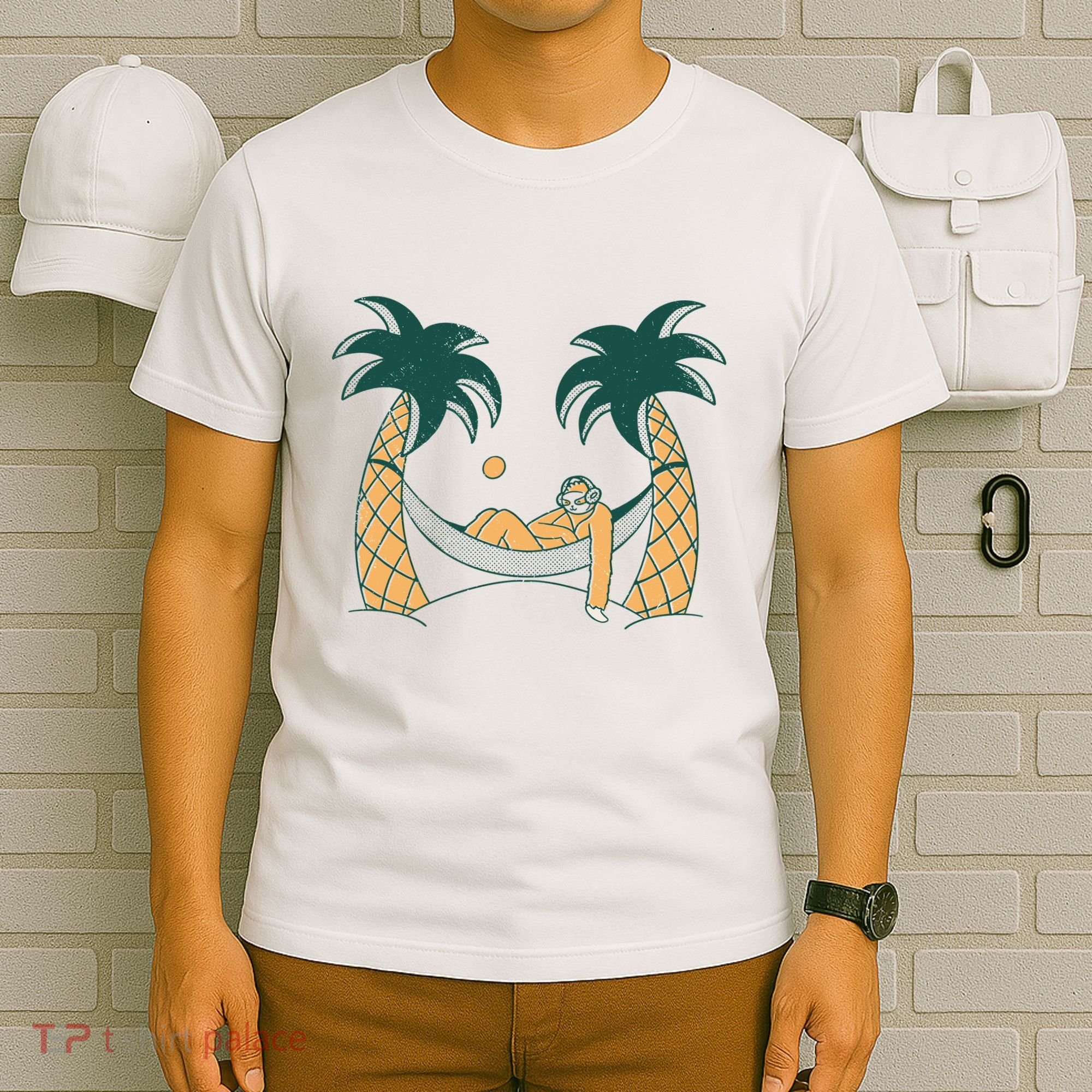 Lazy Sloth Vacation Palm Tree T-Shirt