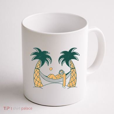 Lazy Sloth Vacation Palm Tree Coffee Mug back