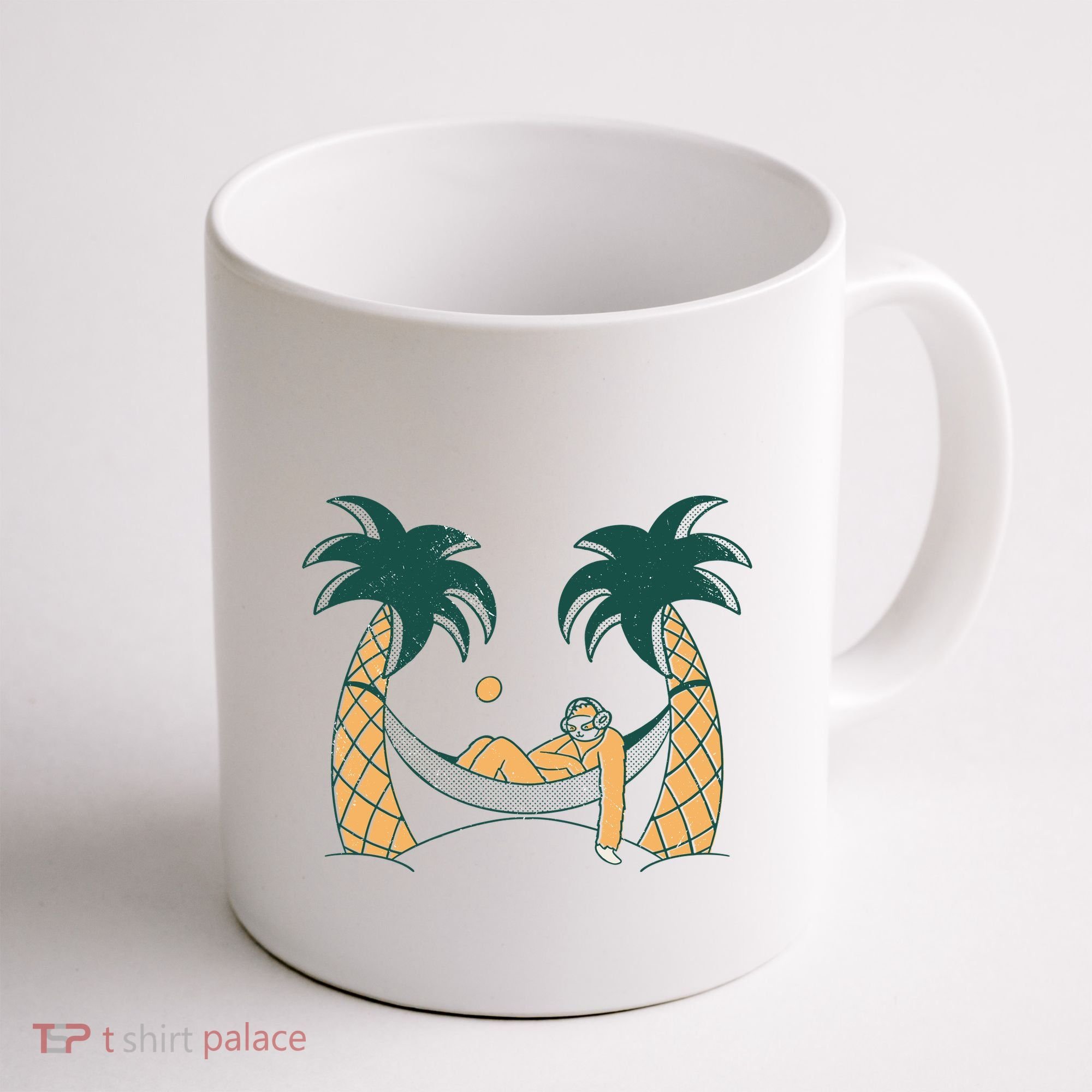 Lazy Sloth Vacation Palm Tree Coffee Mug