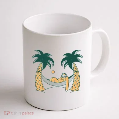 Lazy Sloth Vacation Palm Tree Coffee Mug back