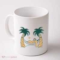 Lazy Sloth Vacation Palm Tree Coffee Mug thumb 0