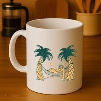Lazy Sloth Vacation Palm Tree Coffee Mug thumb 4