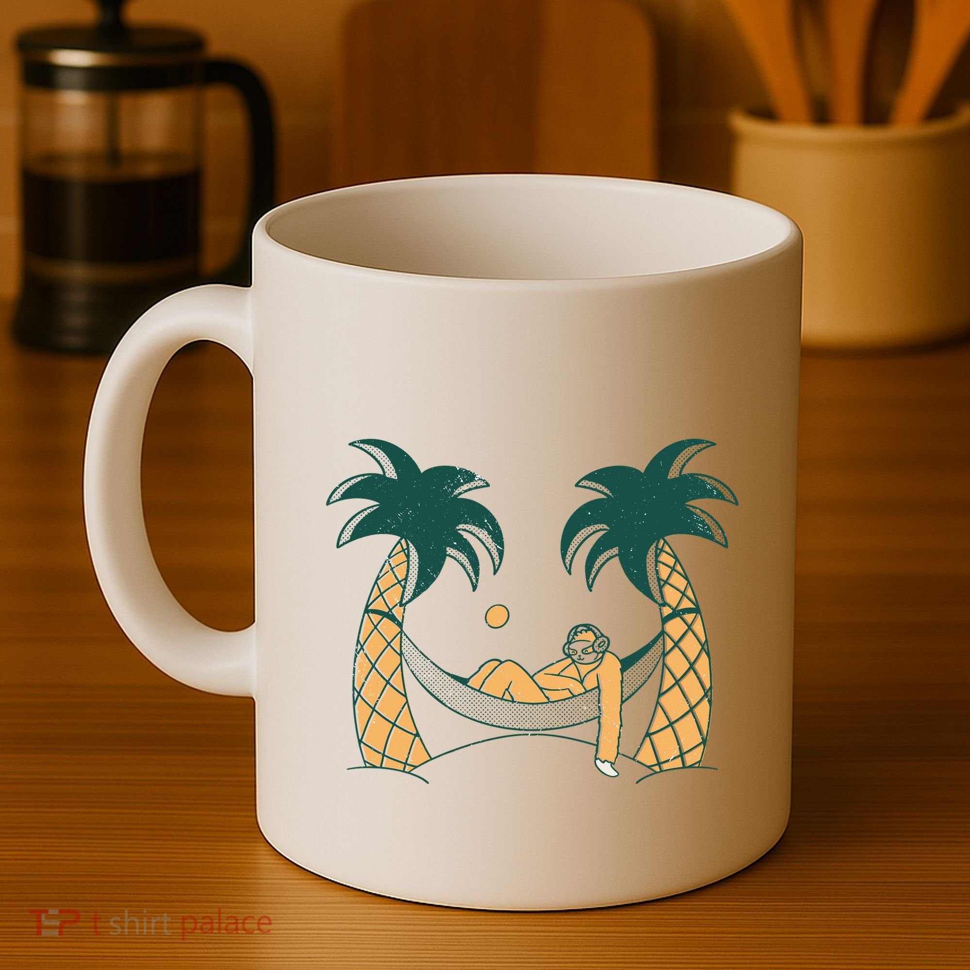 Lazy Sloth Vacation Palm Tree Coffee Mug