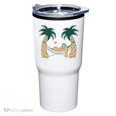 Lazy Sloth Vacation Palm Tree Tumbler
