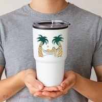 Lazy Sloth Vacation Palm Tree Tumbler thumb 2