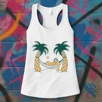 Lazy Sloth Vacation Palm Tree Women's Tank Top thumb 3