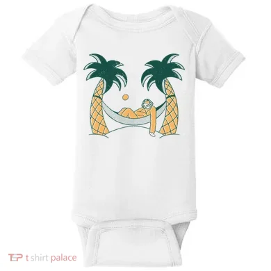 Lazy Sloth Vacation Palm Tree Baby Bodysuit