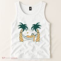 Lazy Sloth Vacation Palm Tree Tank Top thumb 2