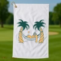 Lazy Sloth Vacation Palm Tree Golf Towel thumb 1