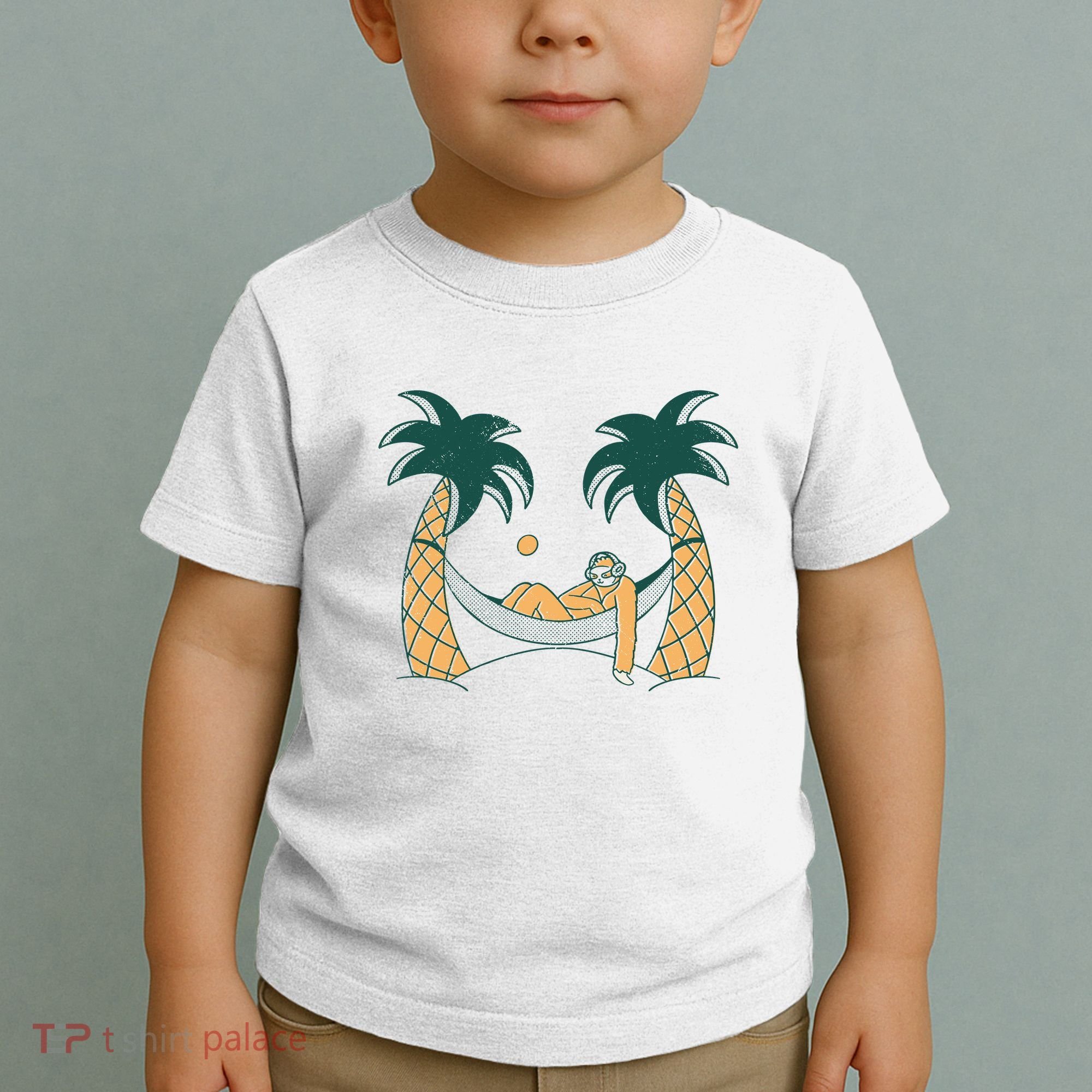 Lazy Sloth Vacation Palm Tree Toddler T-Shirt