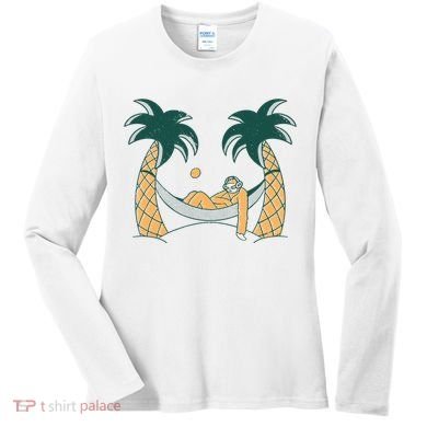 Lazy Sloth Vacation Palm Tree Women's Long Sleeve Shirt