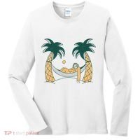 Lazy Sloth Vacation Palm Tree Women's Long Sleeve Shirt thumb 0