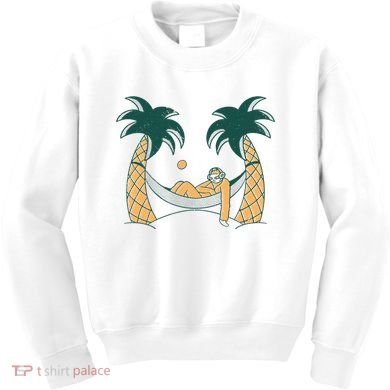 Lazy Sloth Vacation Palm Tree Kids Sweatshirt