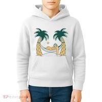 Lazy Sloth Vacation Palm Tree Kids Hoodie thumb 4
