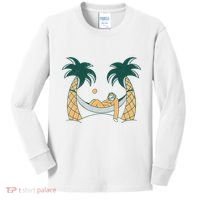 Lazy Sloth Vacation Palm Tree Kids Long Sleeve Shirt thumb 0