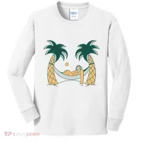 Lazy Sloth Vacation Palm Tree Kids Long Sleeve Shirt thumb 0