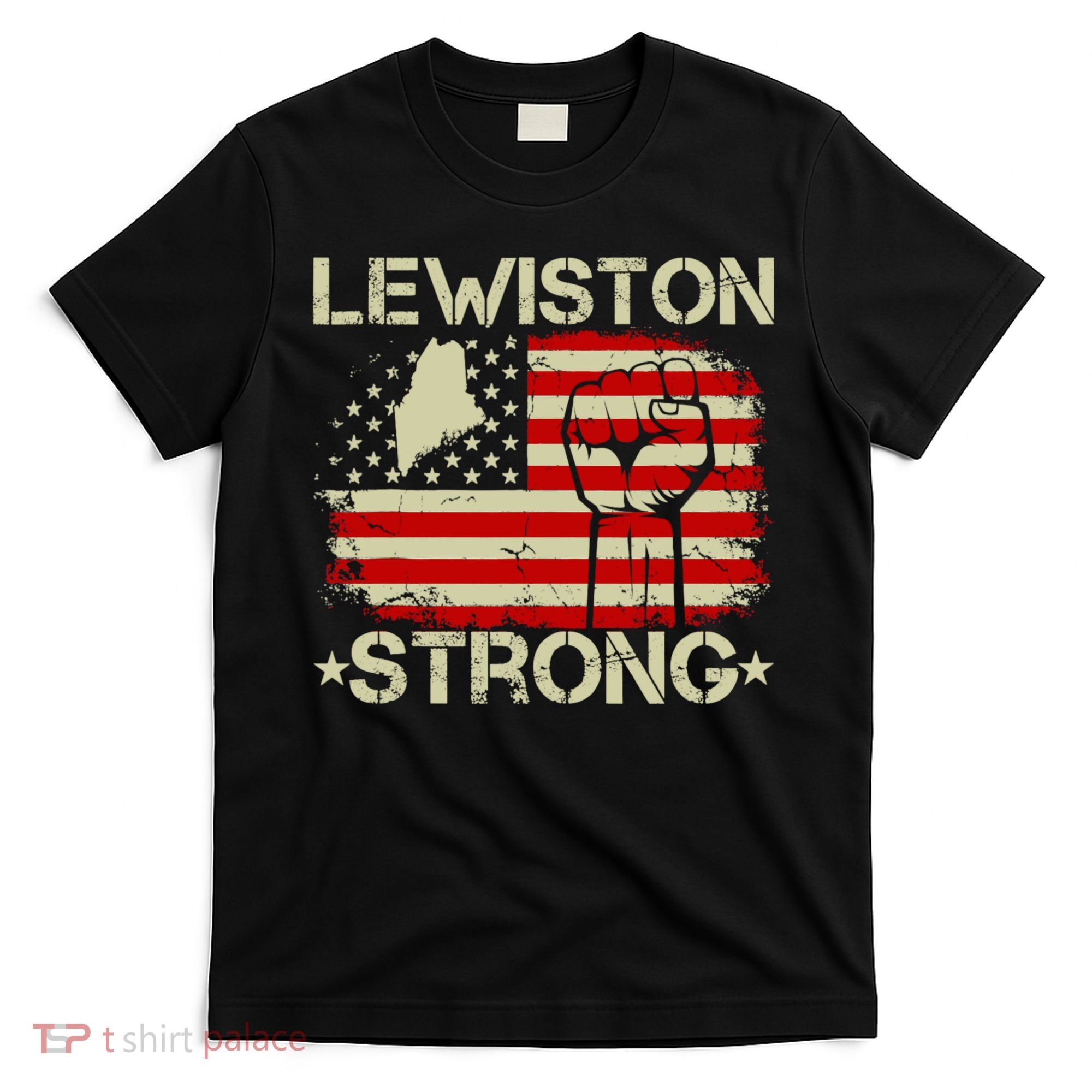 Lewiston Strong Vintage Usa Flag T-Shirt