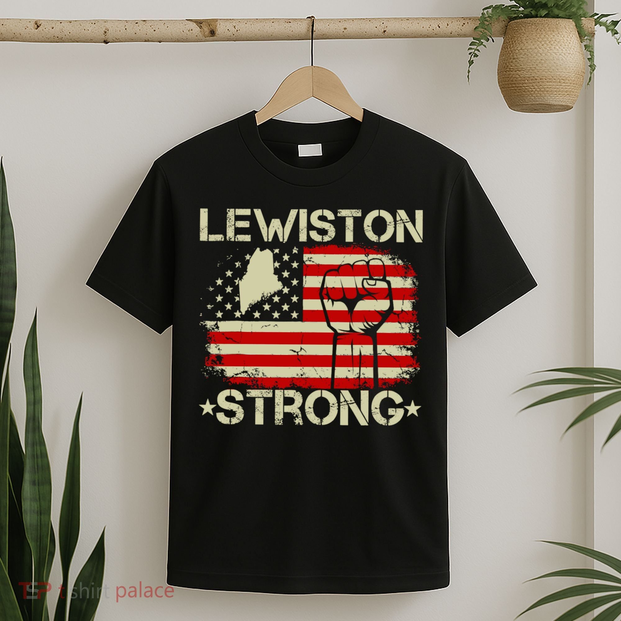 Lewiston Strong Vintage Usa Flag T-Shirt