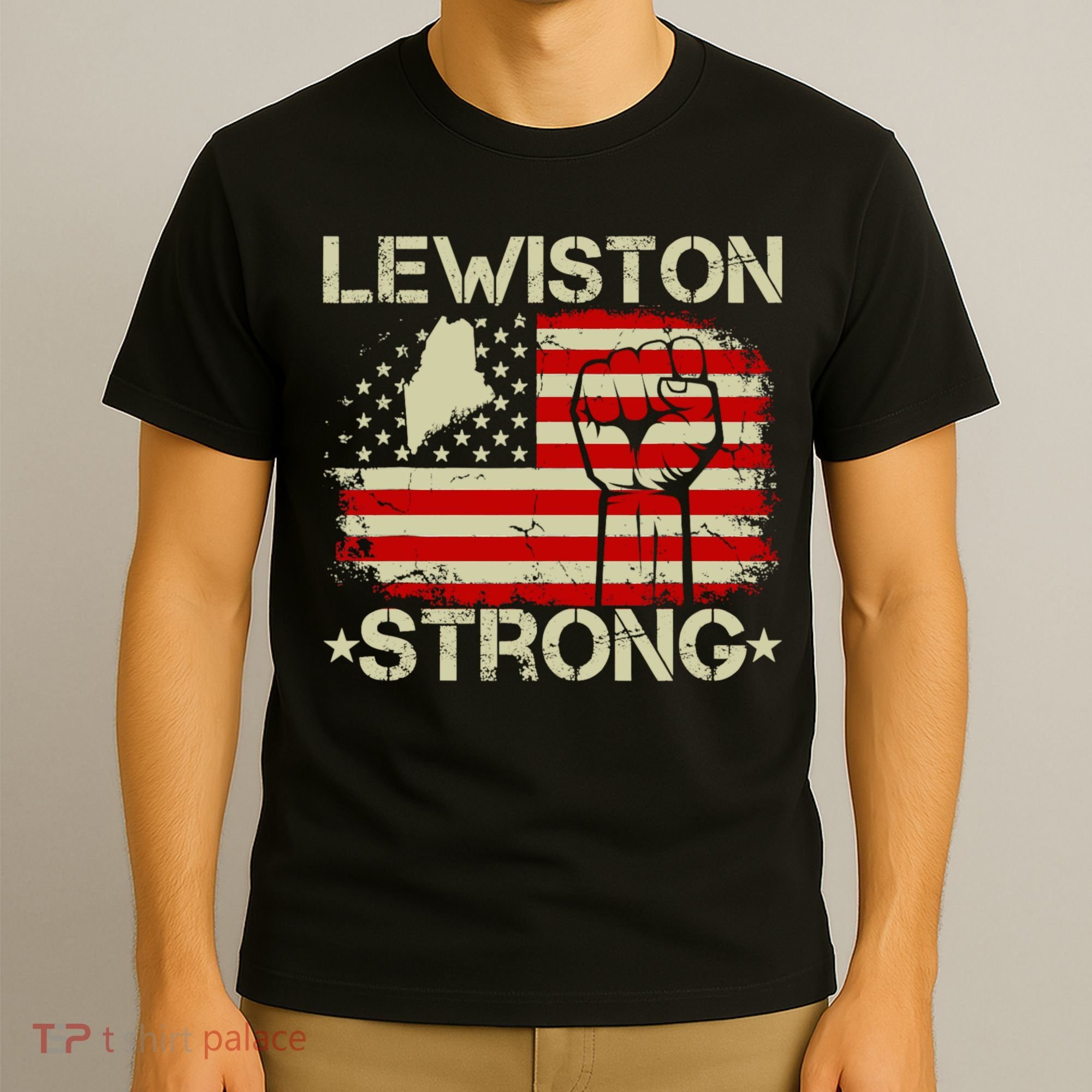 Lewiston Strong Vintage Usa Flag T-Shirt