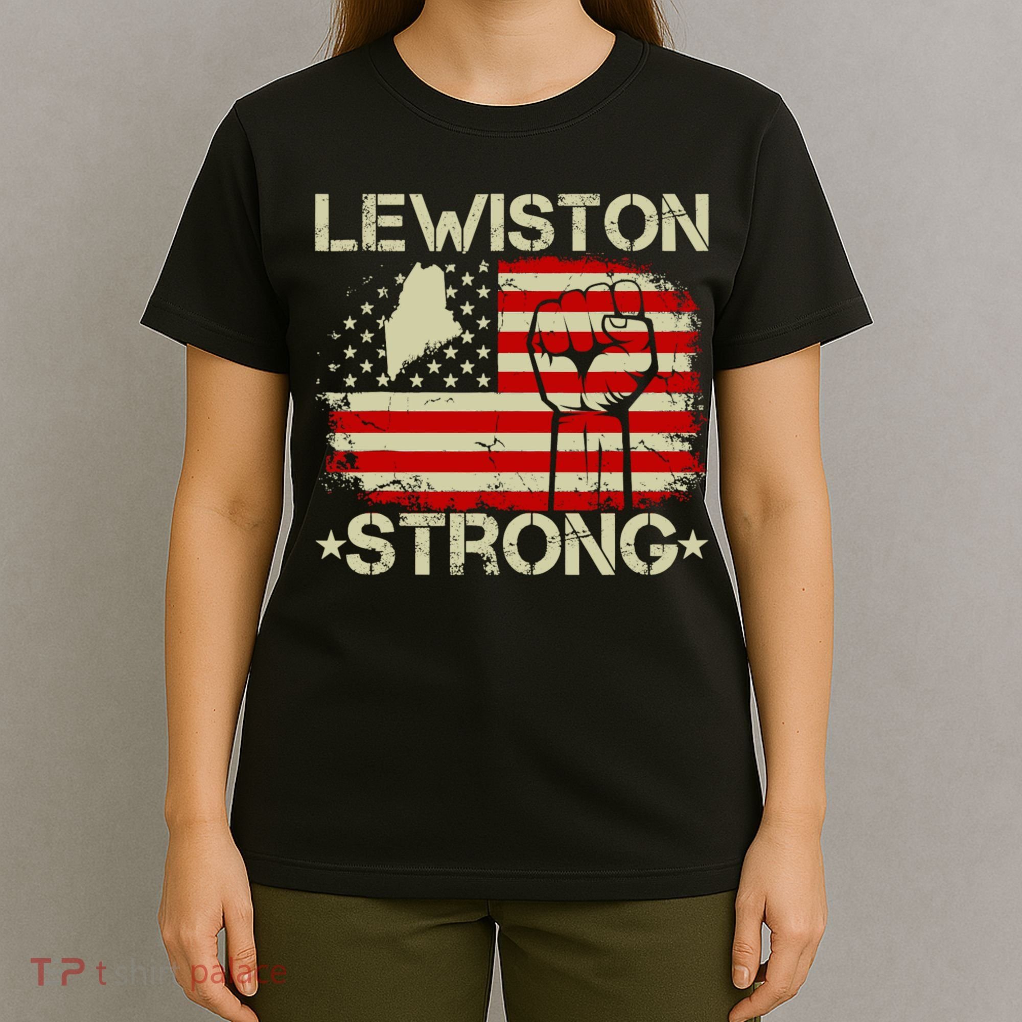 Lewiston Strong Vintage Usa Flag T-Shirt