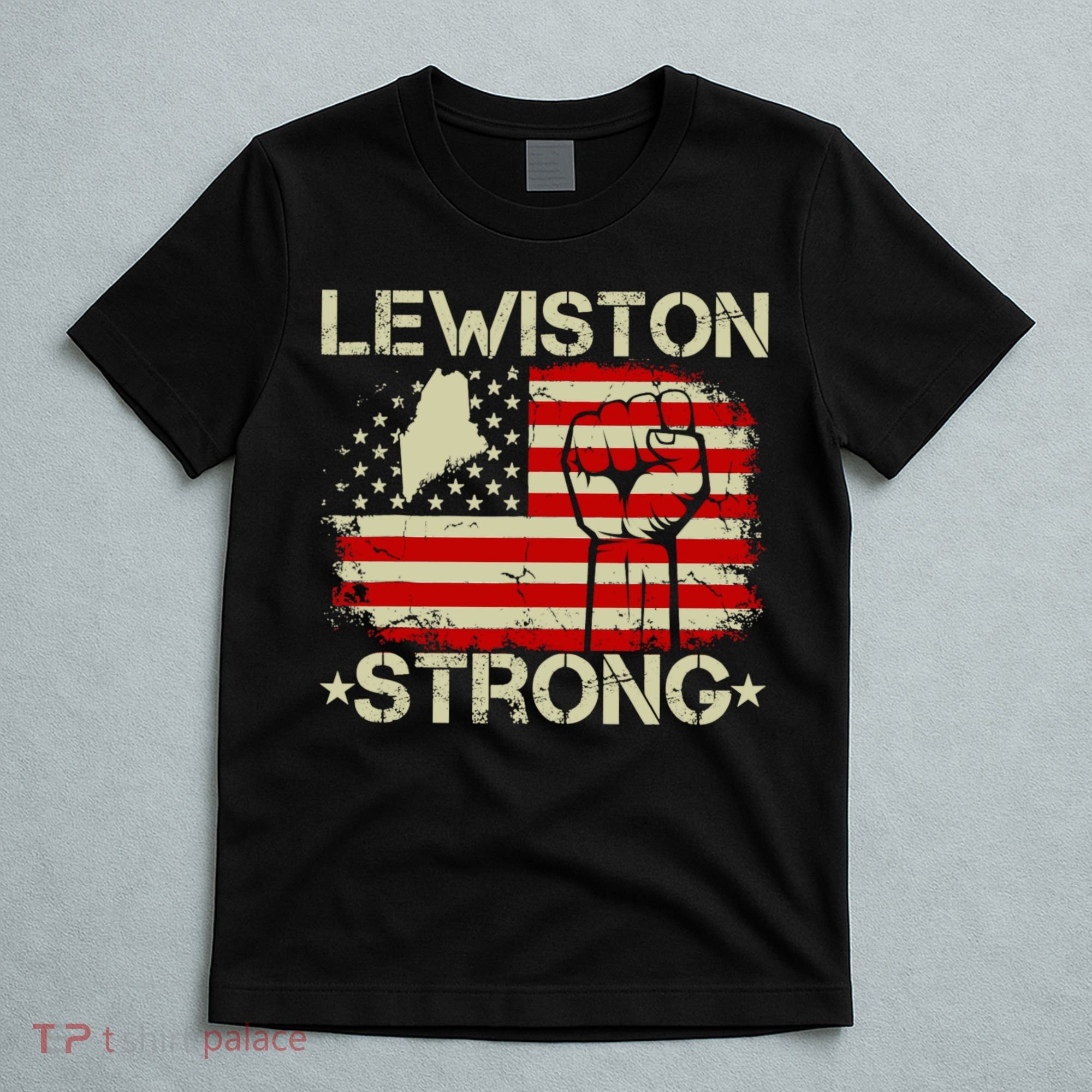 Lewiston Strong Vintage Usa Flag T-Shirt