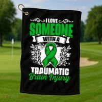 Love Someone With A Traumatic Brain Injury Surgery Tbi Gift Golf Towel thumb 1