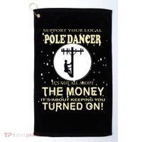 Lineman Support Your Local Pole Dancer Golf Towel thumb 0