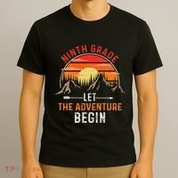 Let The 9th Grade Adventure Begin Ninth Grade Teacher Retro T-Shirt thumb 3